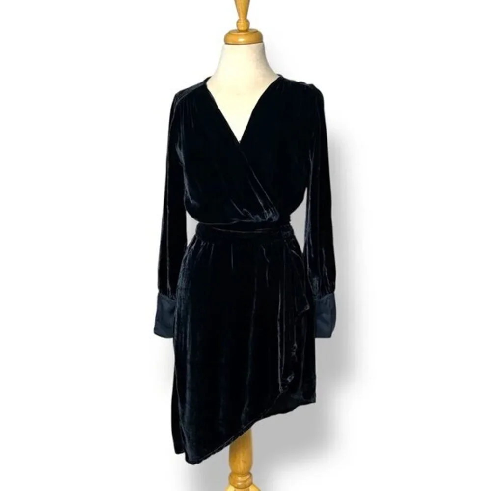short velvet wrap dress Alex Evenings Petite Velvet Rhinestone-Brooch Cocktail Dress - Imperial